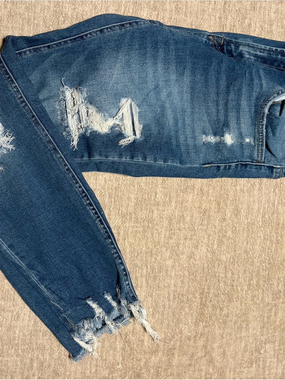 Ripped High-Rise Women’s Jeans - Dark Blue